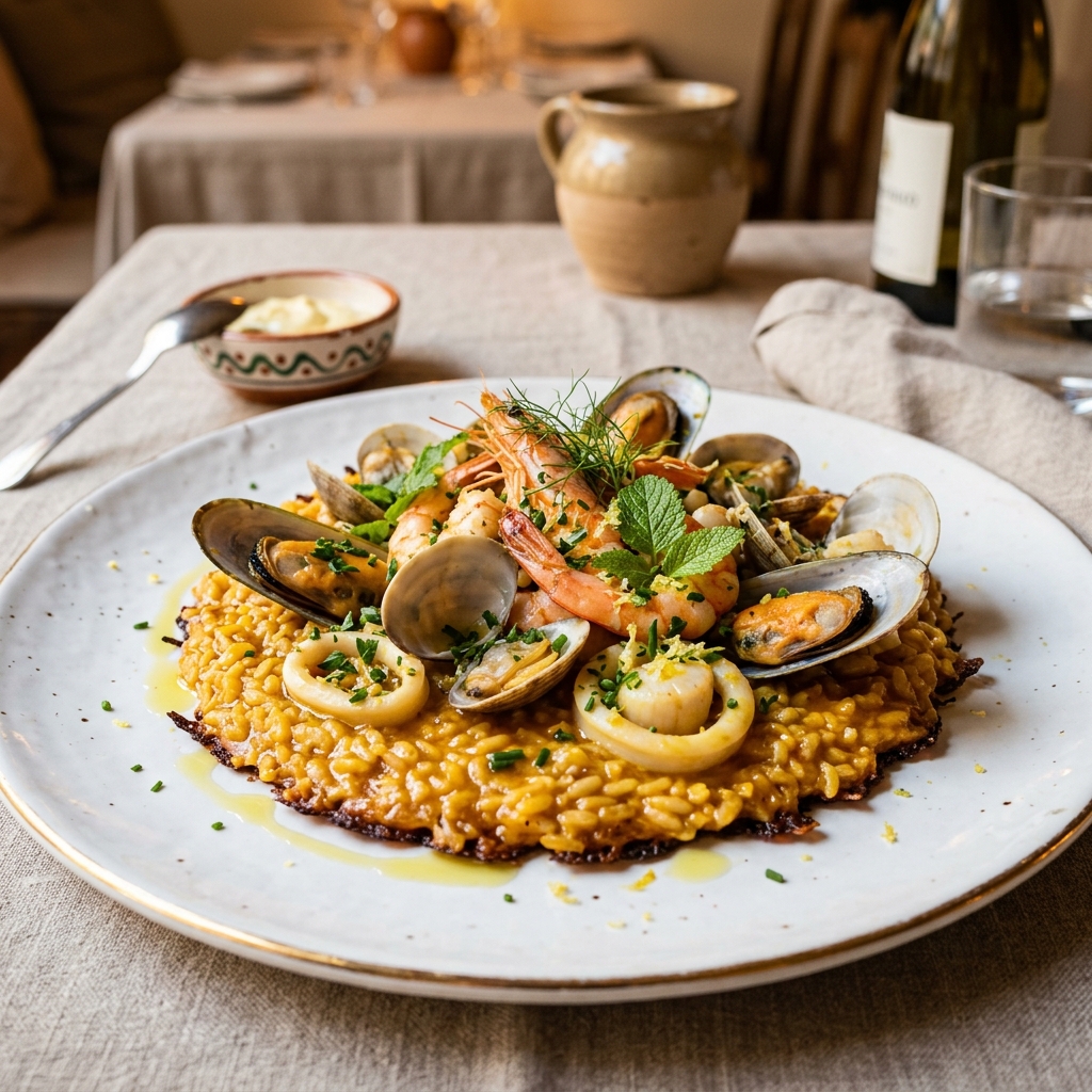Arroz de senyoret con marisco - plato principal mediterráneo en Madrid
